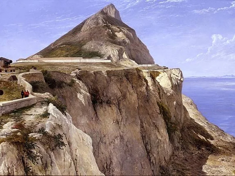1798-Frederick Richard Lee - Rocca di Gibilterra con la caserma di Windmill Hill sullo sfondo